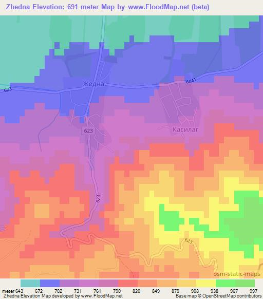 Zhedna,Bulgaria Elevation Map