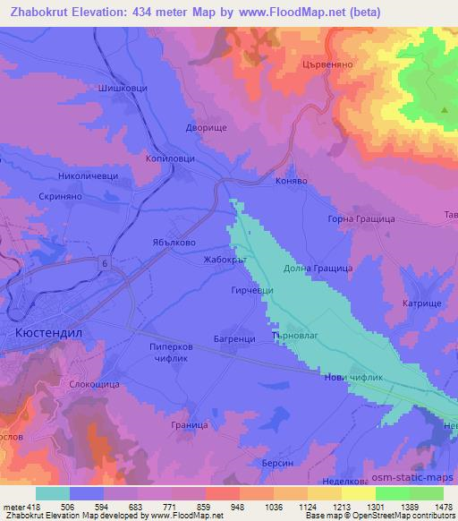 Zhabokrut,Bulgaria Elevation Map