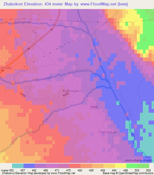 Zhabokrut,Bulgaria Elevation Map