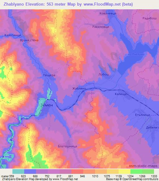 Zhablyano,Bulgaria Elevation Map