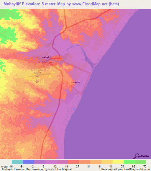 Muhayifif,Yemen Elevation Map