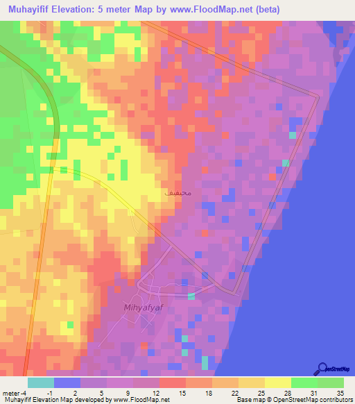 Muhayifif,Yemen Elevation Map