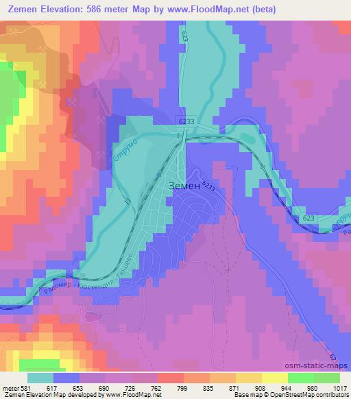Zemen,Bulgaria Elevation Map