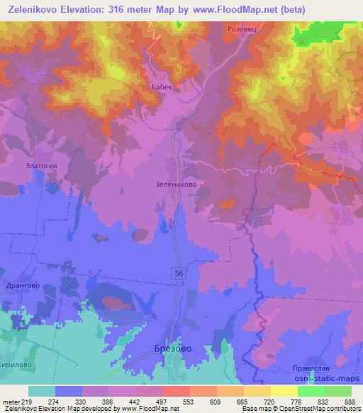 Zelenikovo,Bulgaria Elevation Map