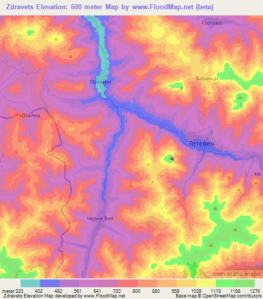 Zdravets,Bulgaria Elevation Map