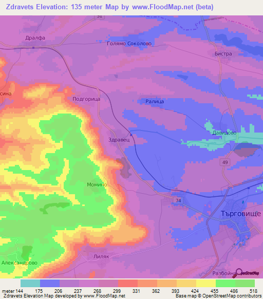 Zdravets,Bulgaria Elevation Map