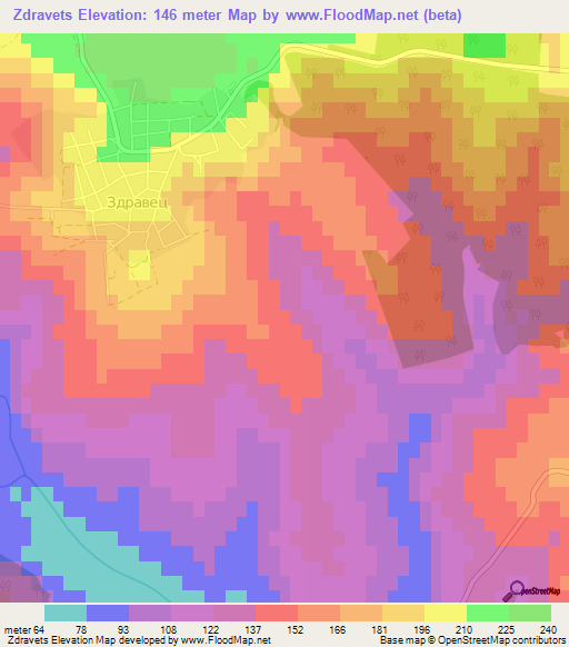 Zdravets,Bulgaria Elevation Map