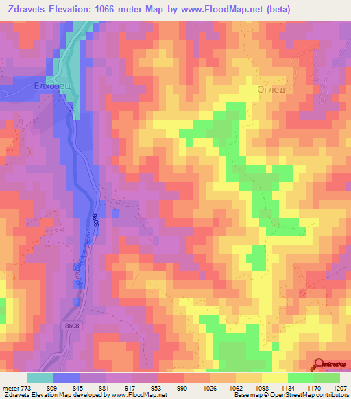 Zdravets,Bulgaria Elevation Map