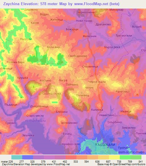 Zaychina,Bulgaria Elevation Map