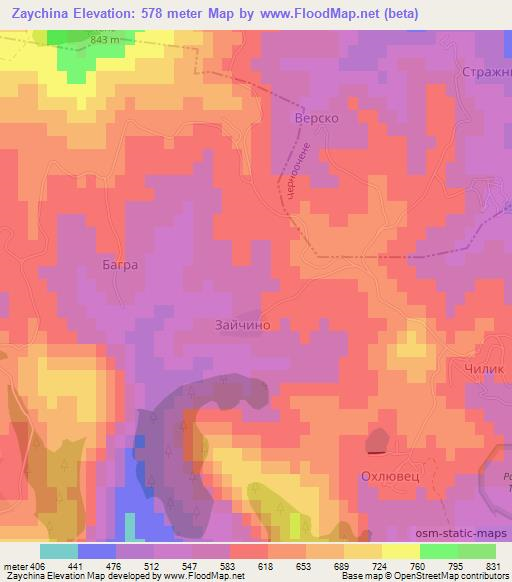 Zaychina,Bulgaria Elevation Map