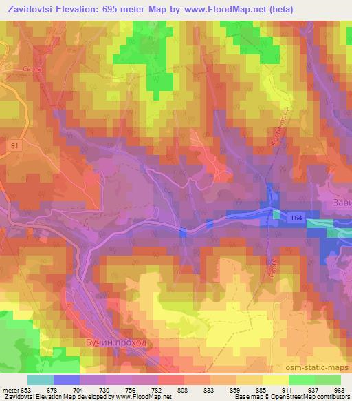 Zavidovtsi,Bulgaria Elevation Map