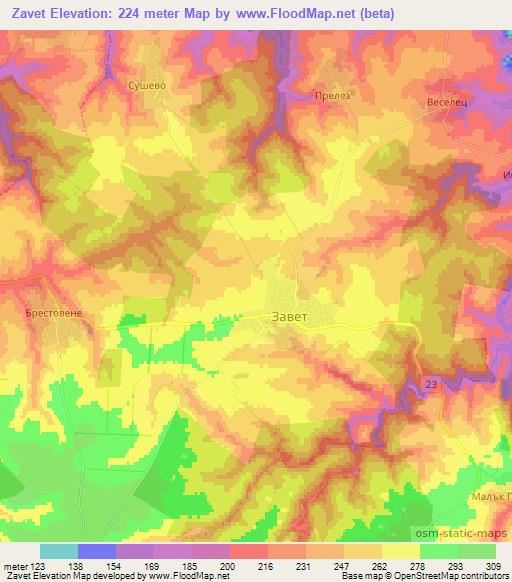 Zavet,Bulgaria Elevation Map