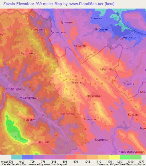 Zavala,Bulgaria Elevation Map