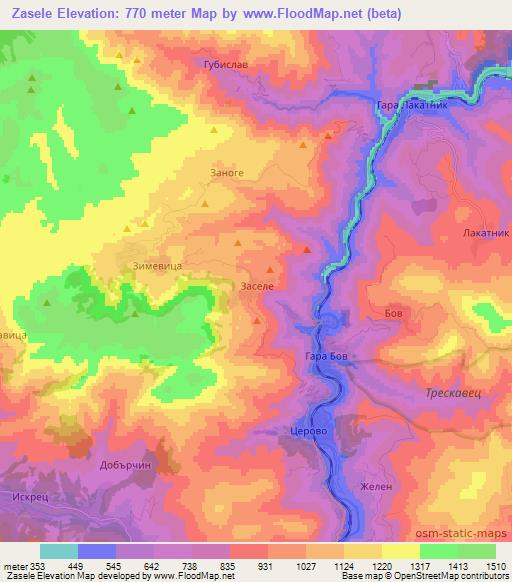Zasele,Bulgaria Elevation Map