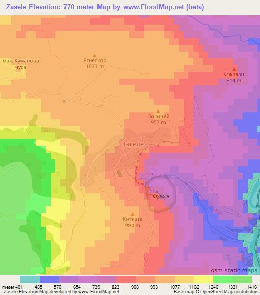Zasele,Bulgaria Elevation Map