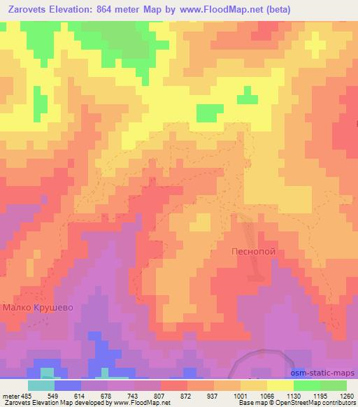 Zarovets,Bulgaria Elevation Map