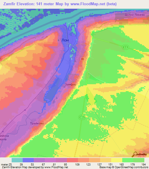 Zamfir,Bulgaria Elevation Map