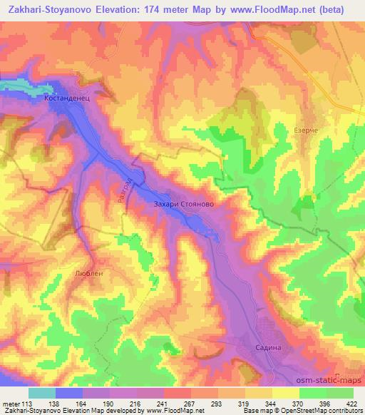 Zakhari-Stoyanovo,Bulgaria Elevation Map