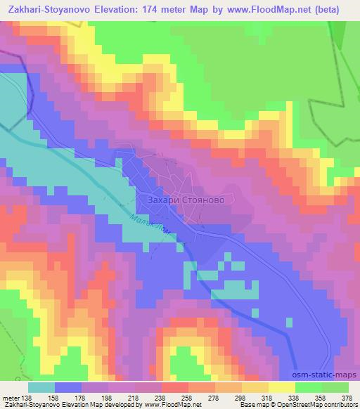 Zakhari-Stoyanovo,Bulgaria Elevation Map