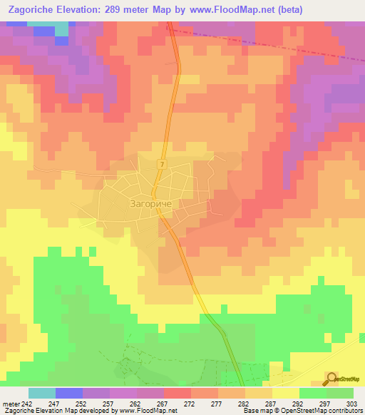 Zagoriche,Bulgaria Elevation Map