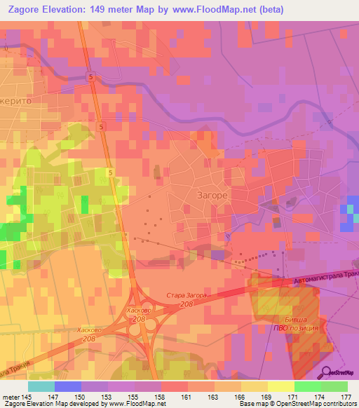 Zagore,Bulgaria Elevation Map
