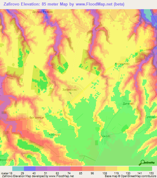 Zafirovo,Bulgaria Elevation Map