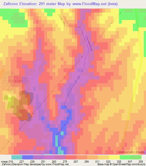Zafirovo,Bulgaria Elevation Map