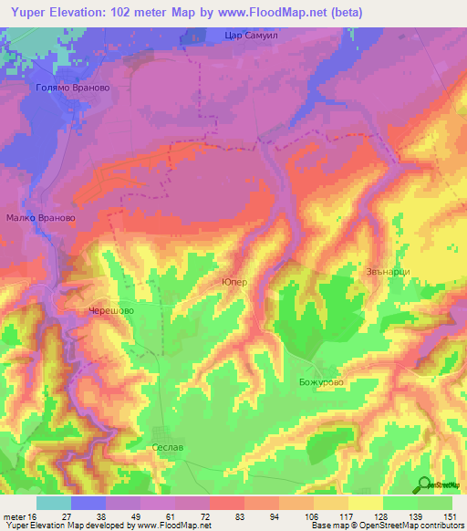 Yuper,Bulgaria Elevation Map