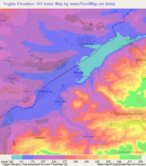 Yoglav,Bulgaria Elevation Map