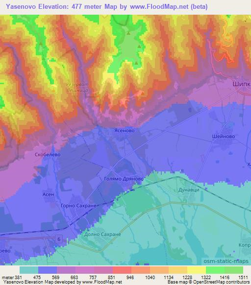 Yasenovo,Bulgaria Elevation Map