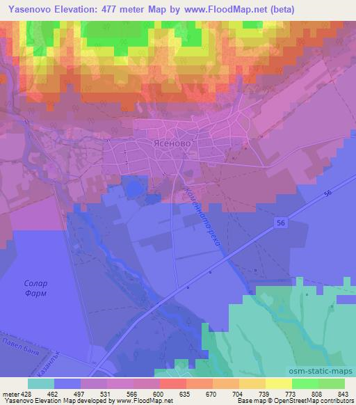 Yasenovo,Bulgaria Elevation Map