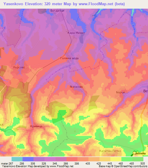 Yasenkovo,Bulgaria Elevation Map