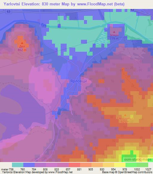 Yarlovtsi,Bulgaria Elevation Map
