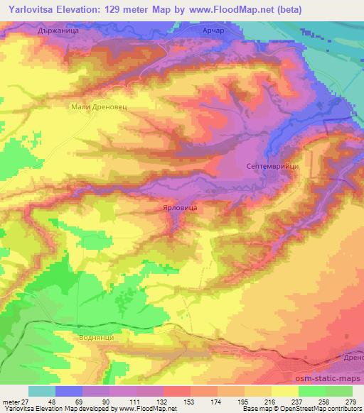 Yarlovitsa,Bulgaria Elevation Map