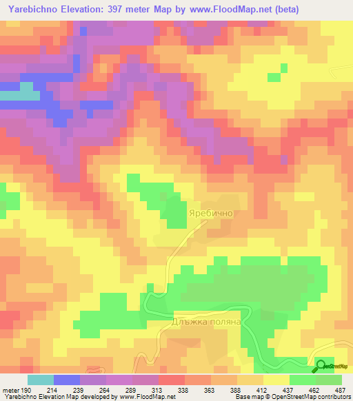 Yarebichno,Bulgaria Elevation Map