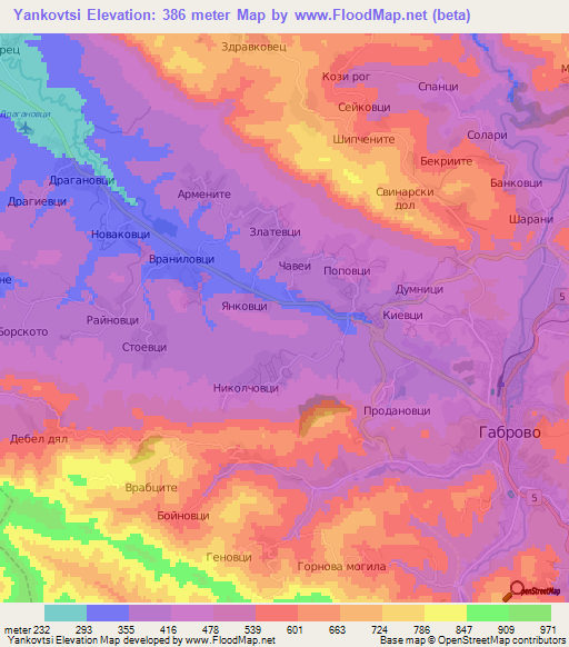 Yankovtsi,Bulgaria Elevation Map