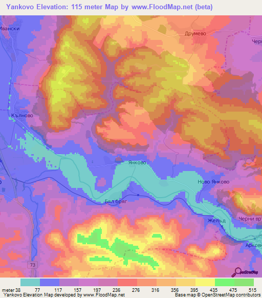 Yankovo,Bulgaria Elevation Map