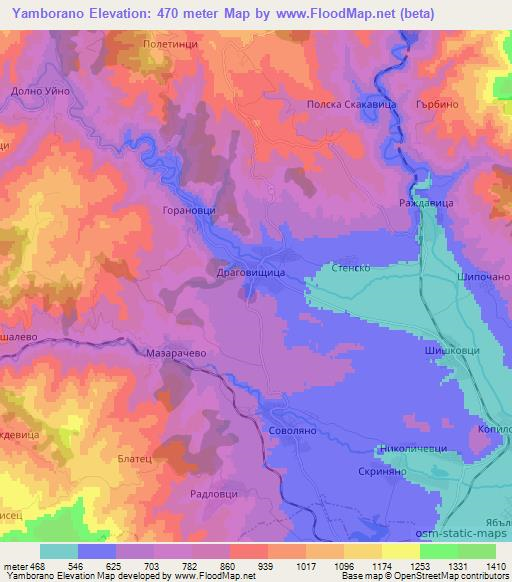 Yamborano,Bulgaria Elevation Map