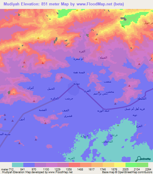 Mudiyah,Yemen Elevation Map