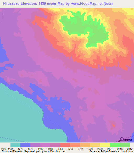 Firuzabad,Iran Elevation Map
