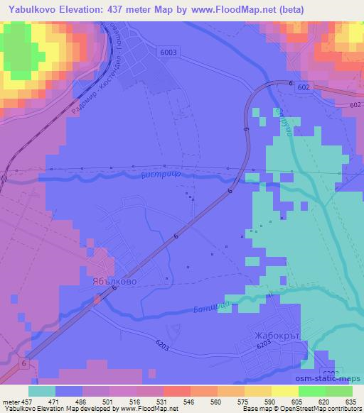Yabulkovo,Bulgaria Elevation Map