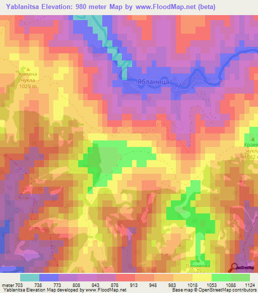 Yablanitsa,Bulgaria Elevation Map