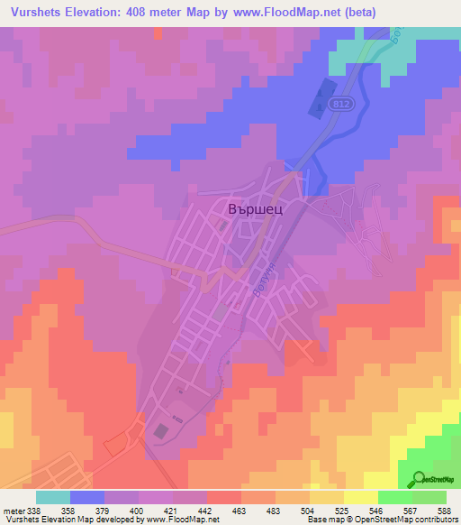 Vurshets,Bulgaria Elevation Map