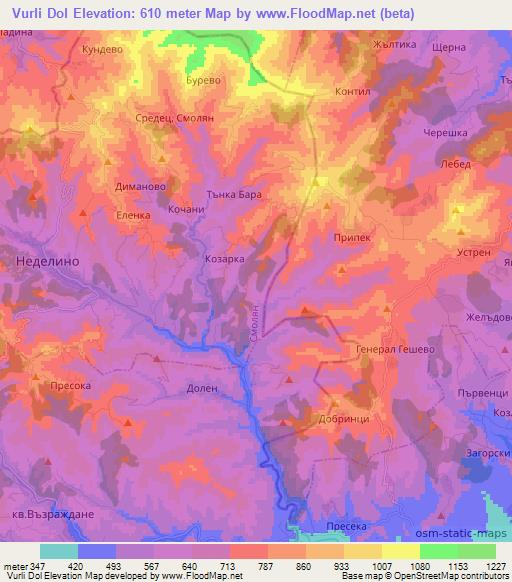 Vurli Dol,Bulgaria Elevation Map