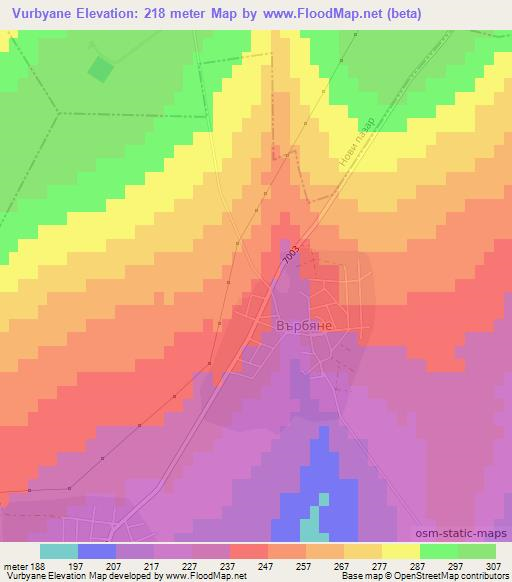 Vurbyane,Bulgaria Elevation Map