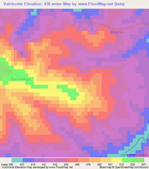 Vulchovtsi,Bulgaria Elevation Map