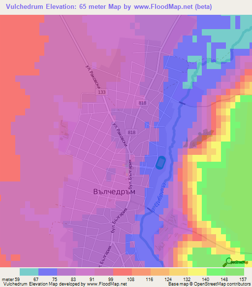 Vulchedrum,Bulgaria Elevation Map