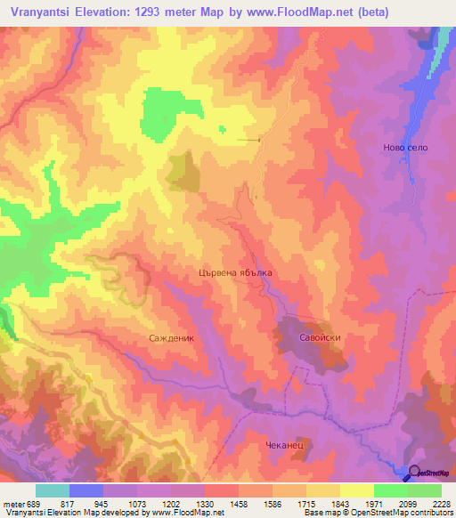Vranyantsi,Bulgaria Elevation Map