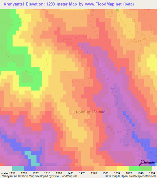 Vranyantsi,Bulgaria Elevation Map