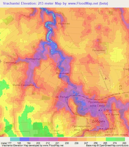 Vrachantsi,Bulgaria Elevation Map